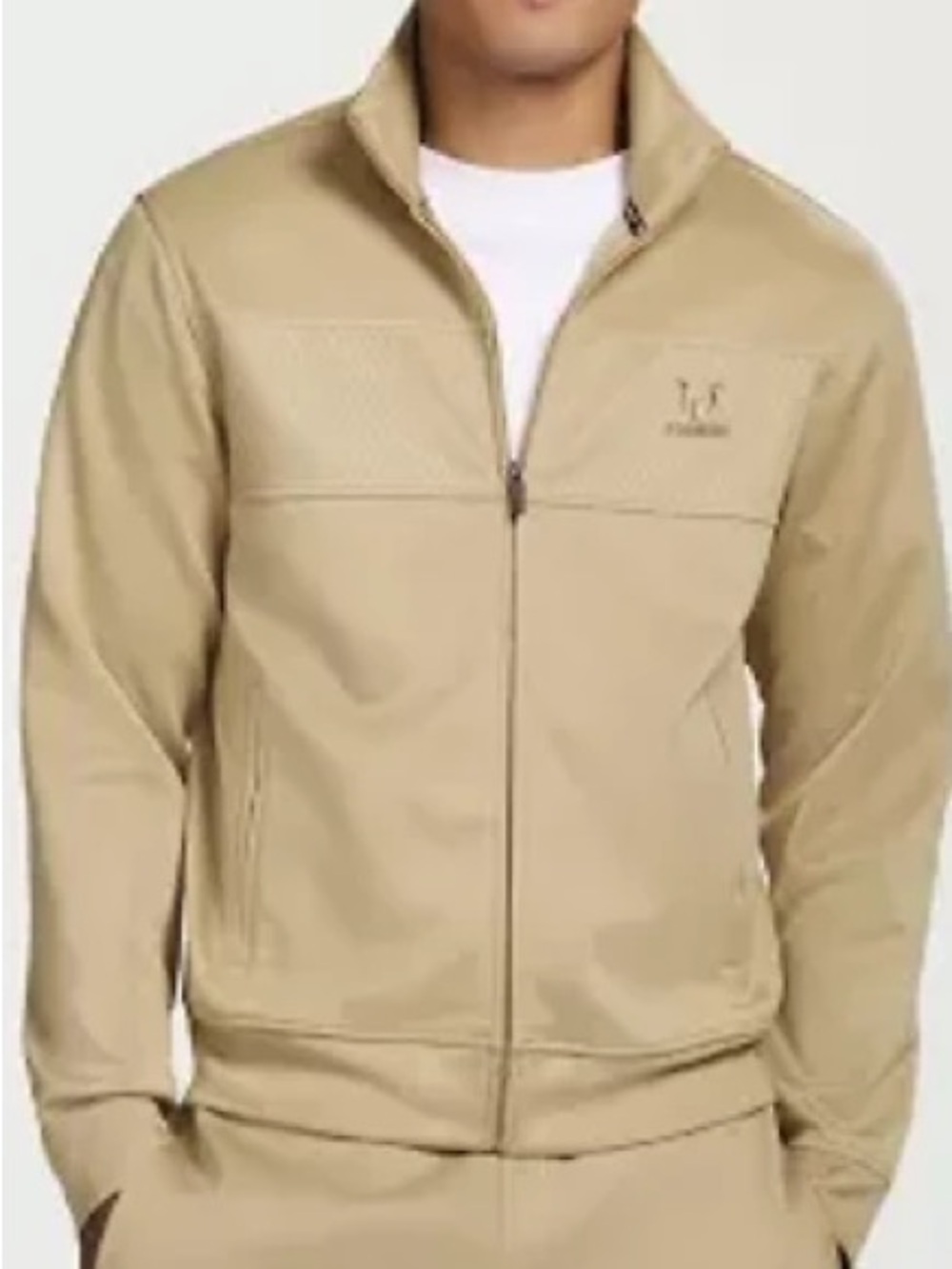 Men's Lightweight Beige Zip-Front Bomber Jacket